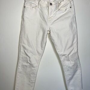 Frame Denim Off White Le Garçon Crop Straight Leg Jeans Women Raw Hem Size 28